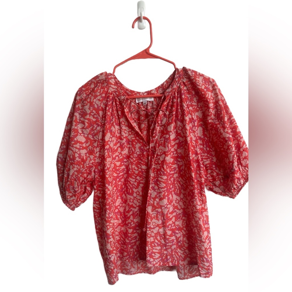 House of Harlow 1960 Red and White Blouse